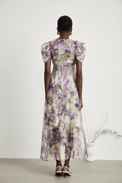 Chantal floral-print semi-sheer midi dress