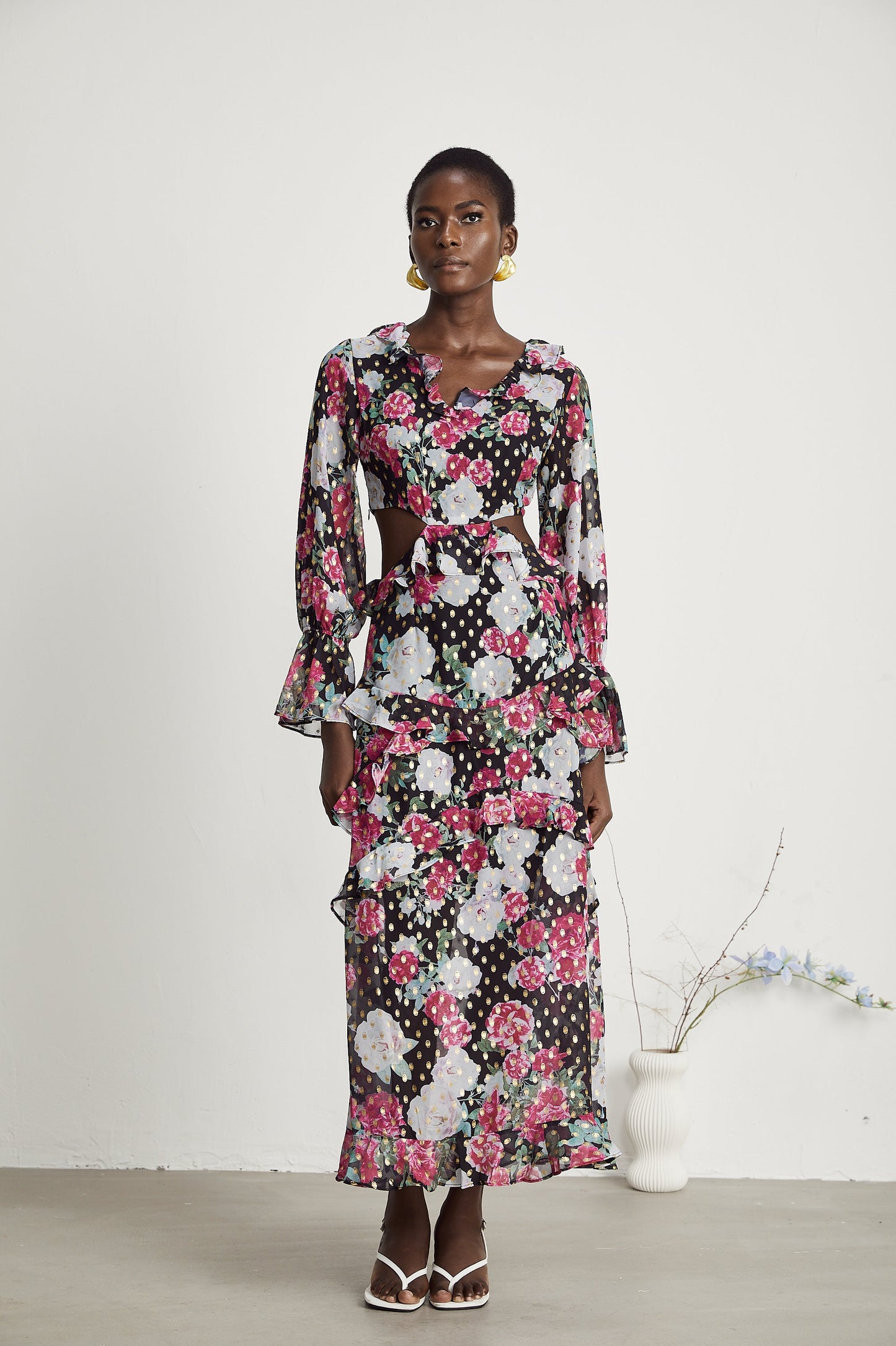 Laguna floral-print ruffled midi dress