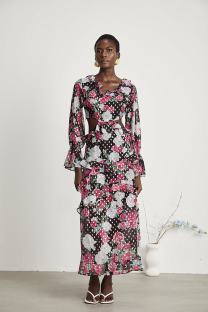 Laguna floral-print ruffled midi dress