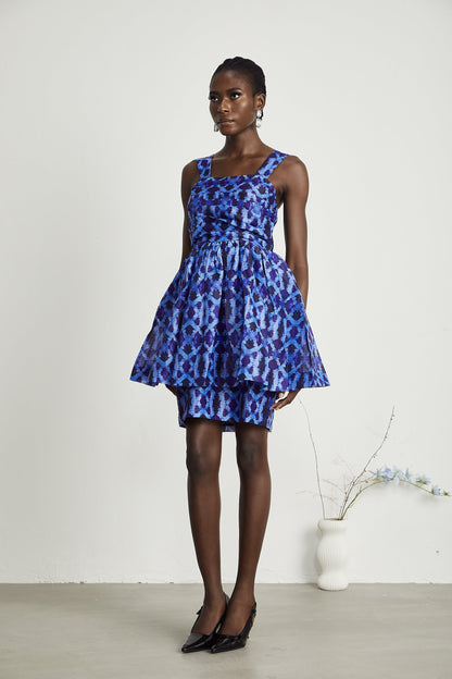 Cindy graphic-print pleated mini dress