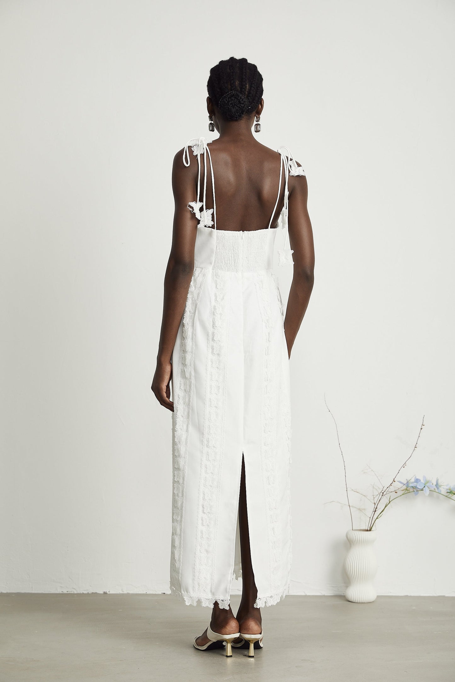 Renée lace-butterfly embroidered midi dress