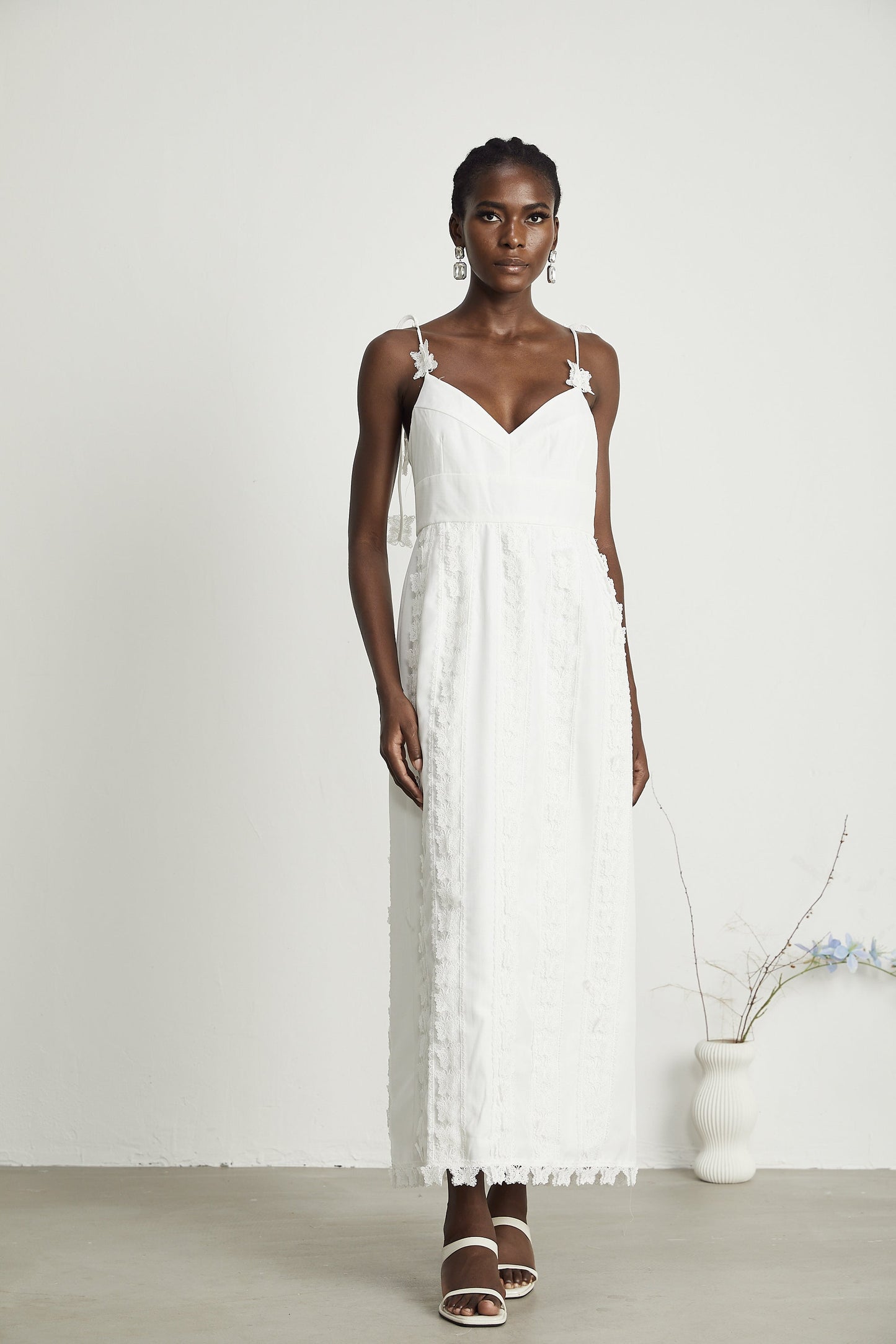 Renée lace-butterfly embroidered midi dress