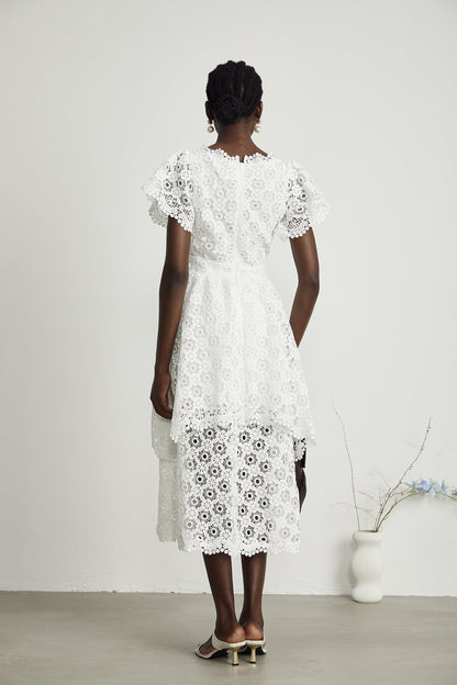 Lisette lace cut-out layered midi dress (US Only)