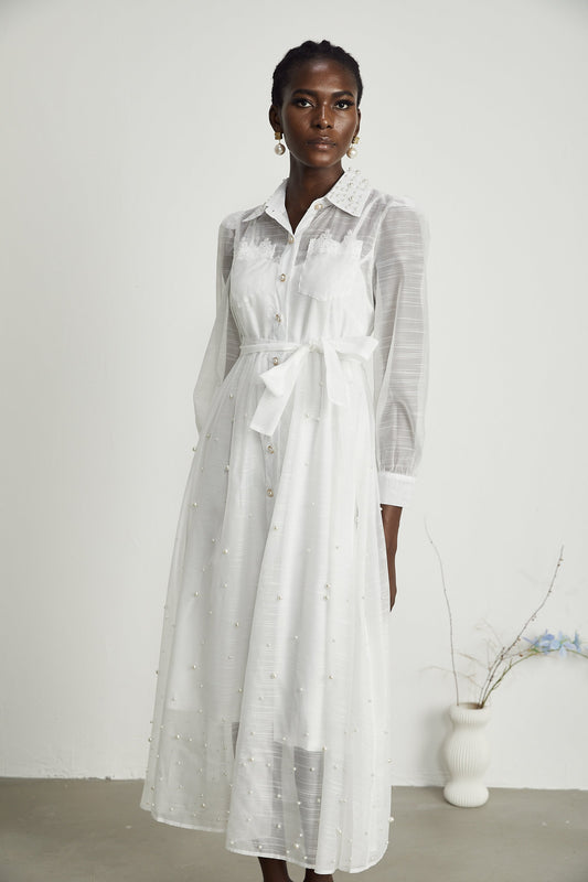 Bennett faux-pearl embellished midi dress (US Only)