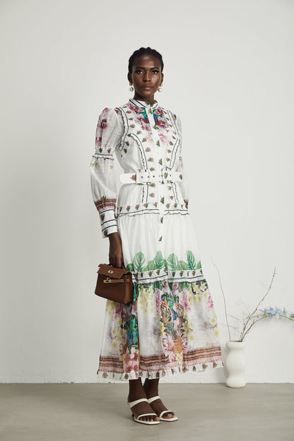 Gabi ruffled floral-print midi dress