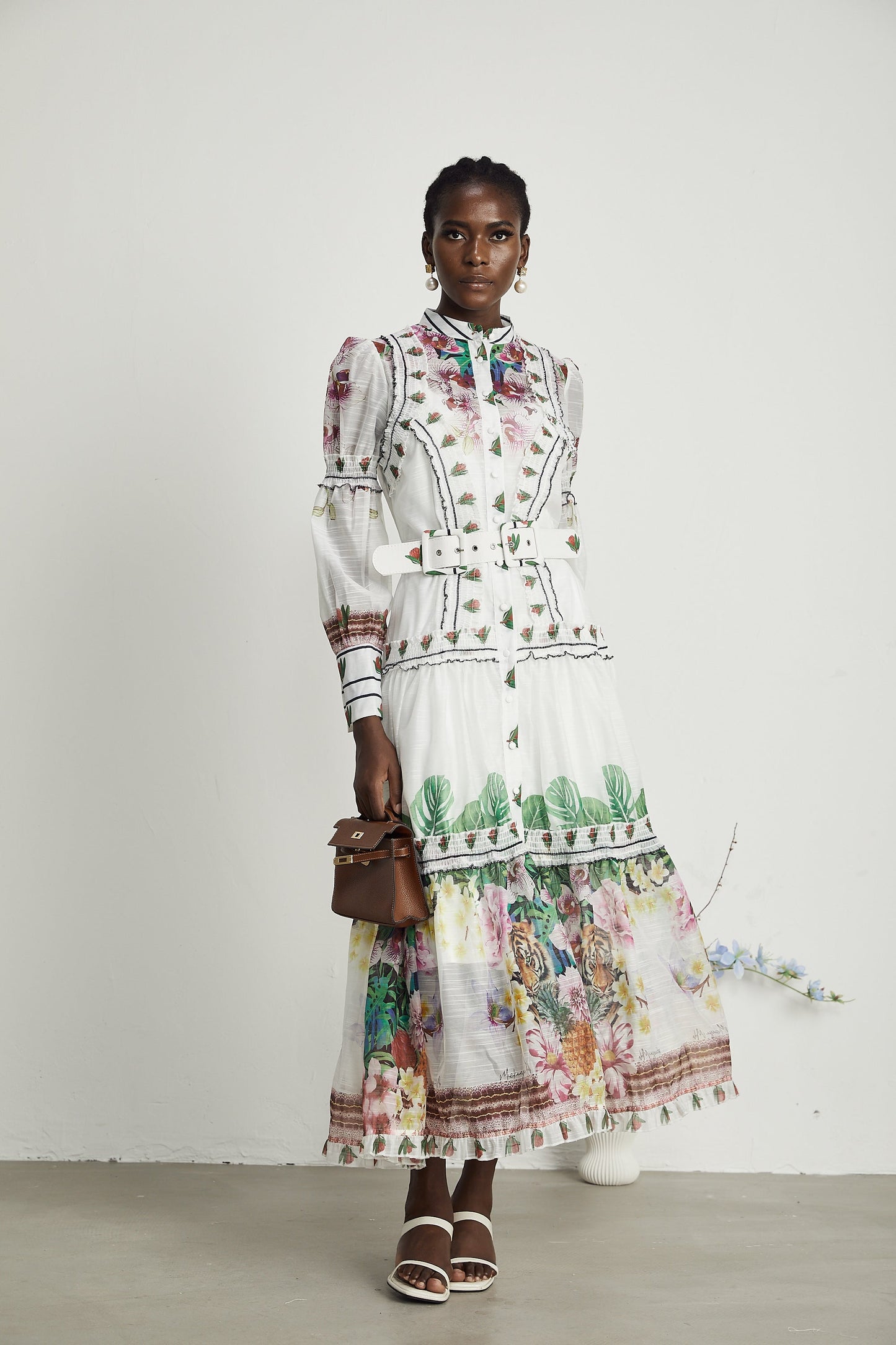 Gabi ruffled floral-print midi dress