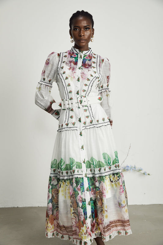 Gabi ruffled floral-print midi dress