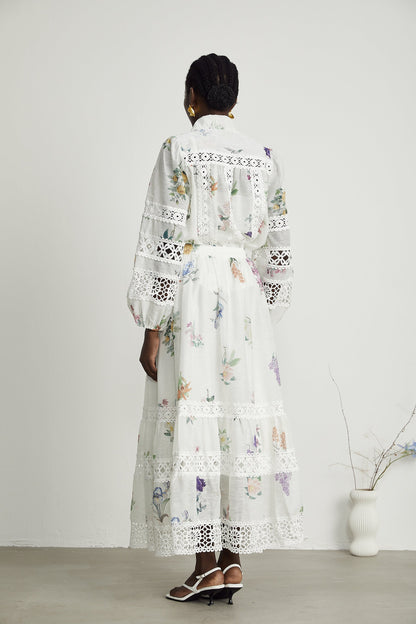 Manon floral-print cut-out shirt & skirt matching set