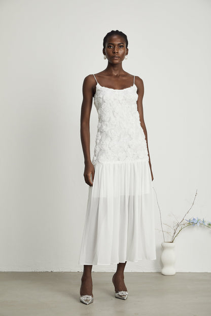 Lorina floral-appliqué panelled maxi dress