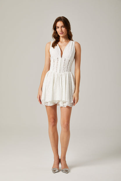 Jamiah white floral embroidered mini dress (US Only)