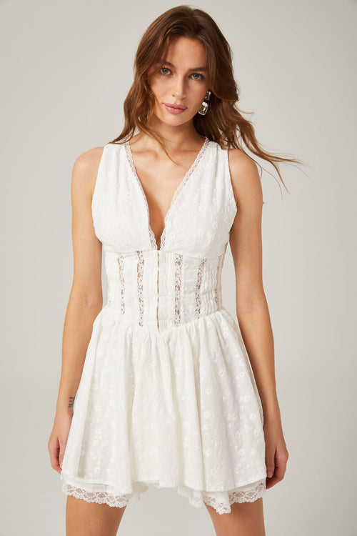 Jamiah white floral embroidered mini dress (US Only)