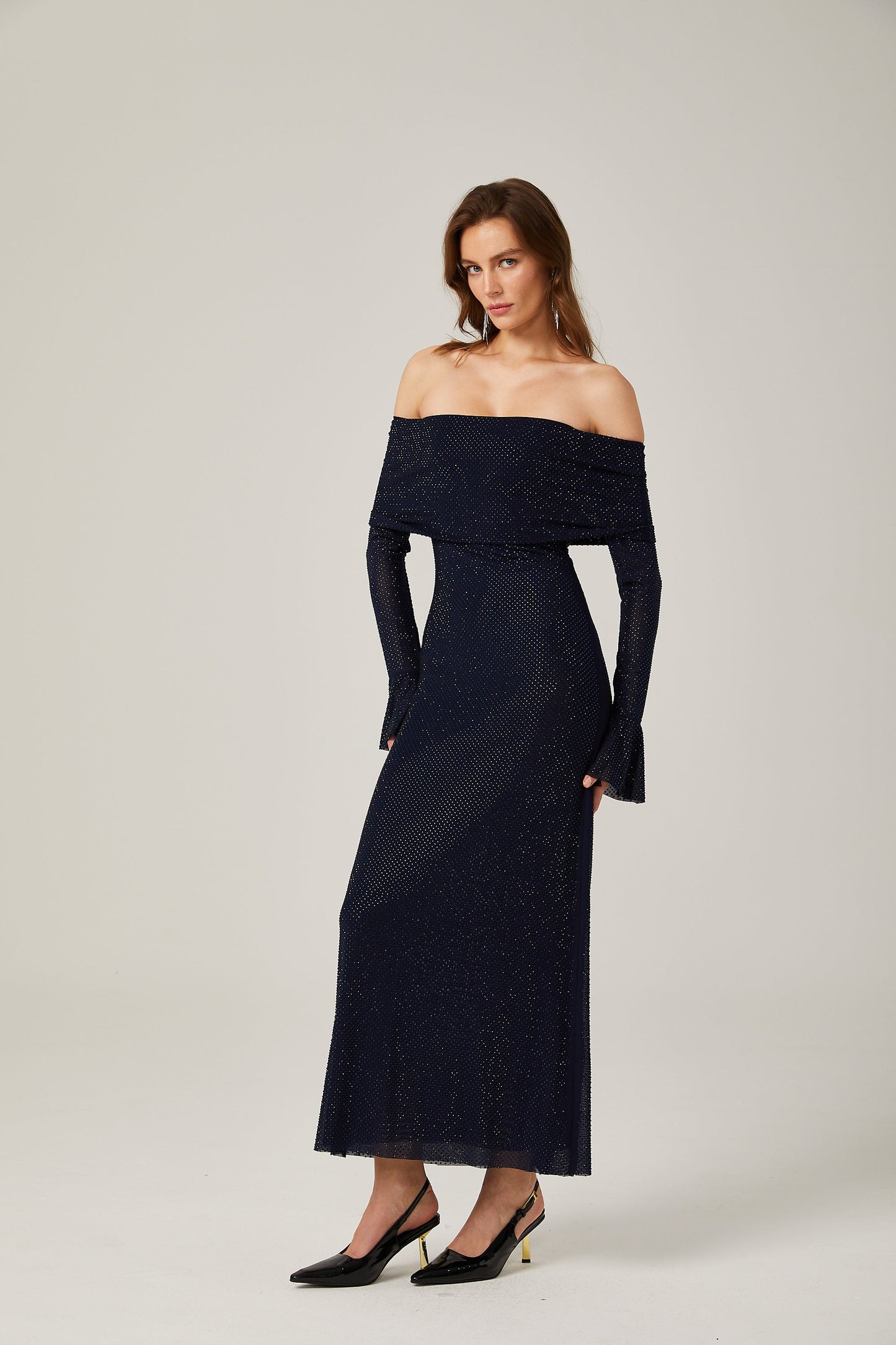 Édith dark-blue embellished maxi dress (US Only)