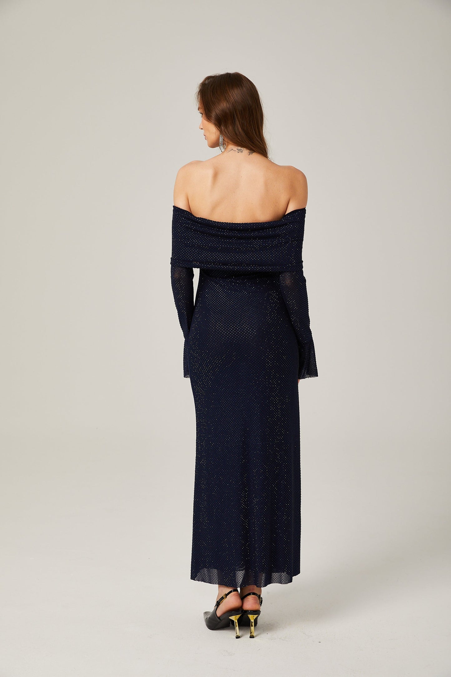 Édith dark-blue embellished maxi dress (US Only)