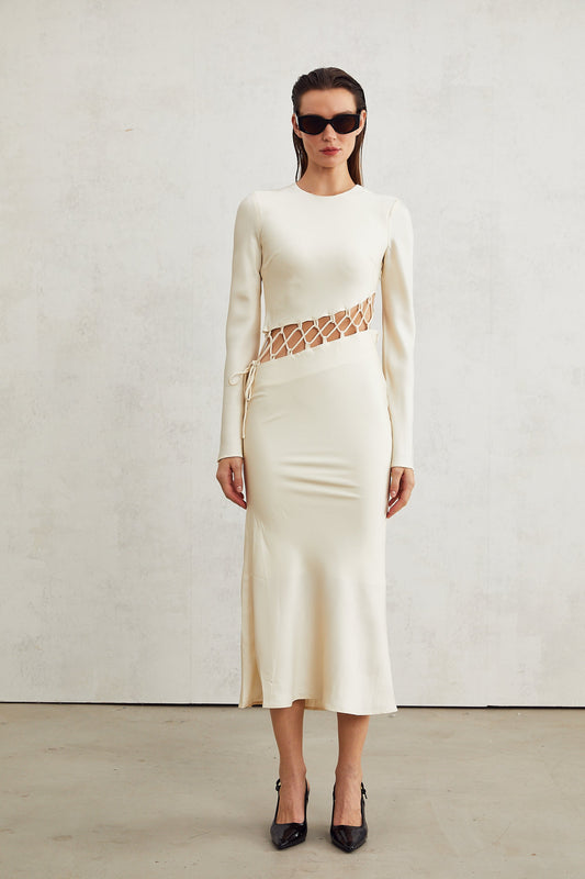 Constance weave cut-out midi dress (US Only)
