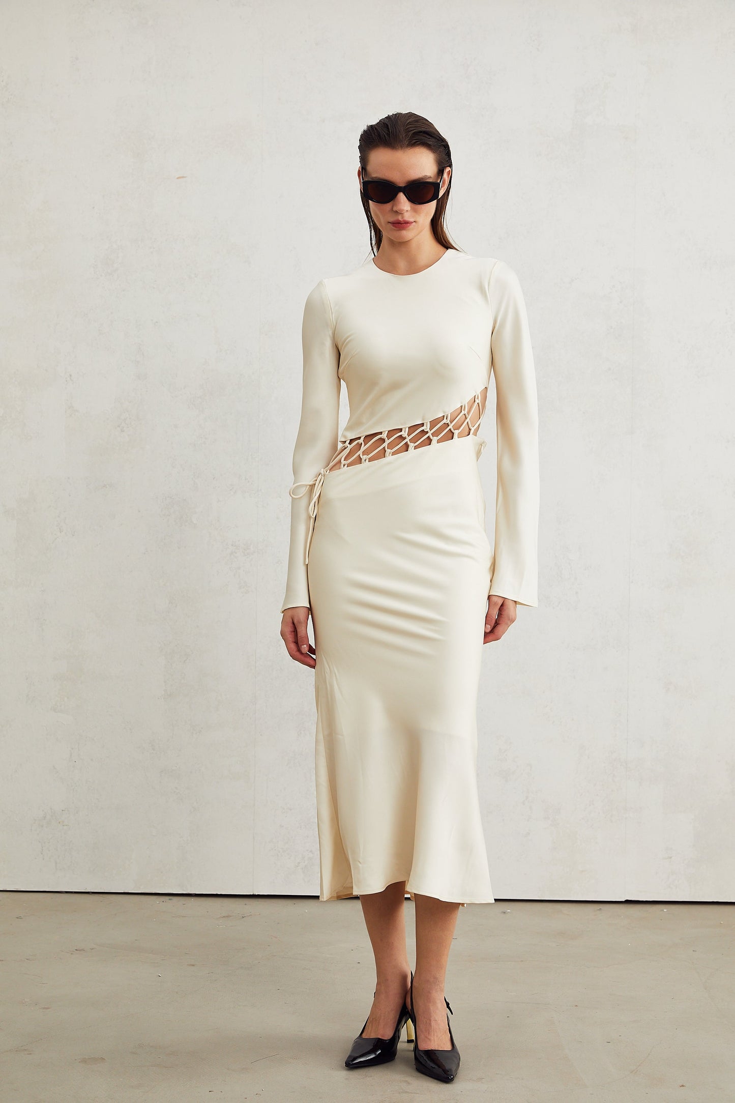 Constance weave cut-out midi dress (US Only)