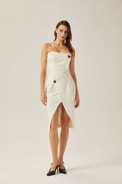 Noele white off-shoulder midi dress (US Only)
