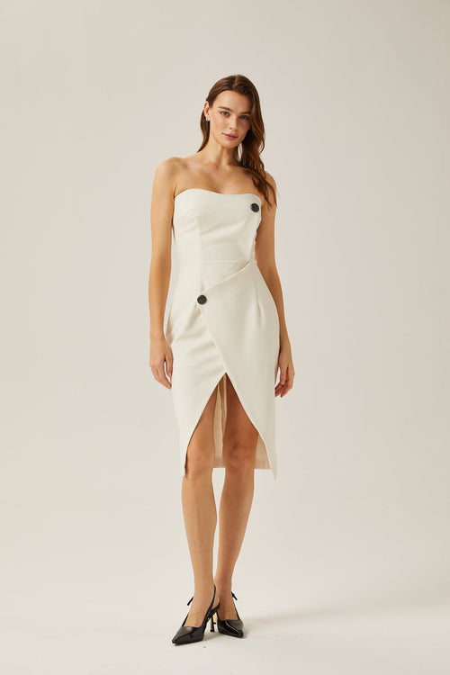 Noele white off-shoulder midi dress (US Only)