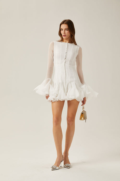 Anaïs semi-sheer flared mini dress