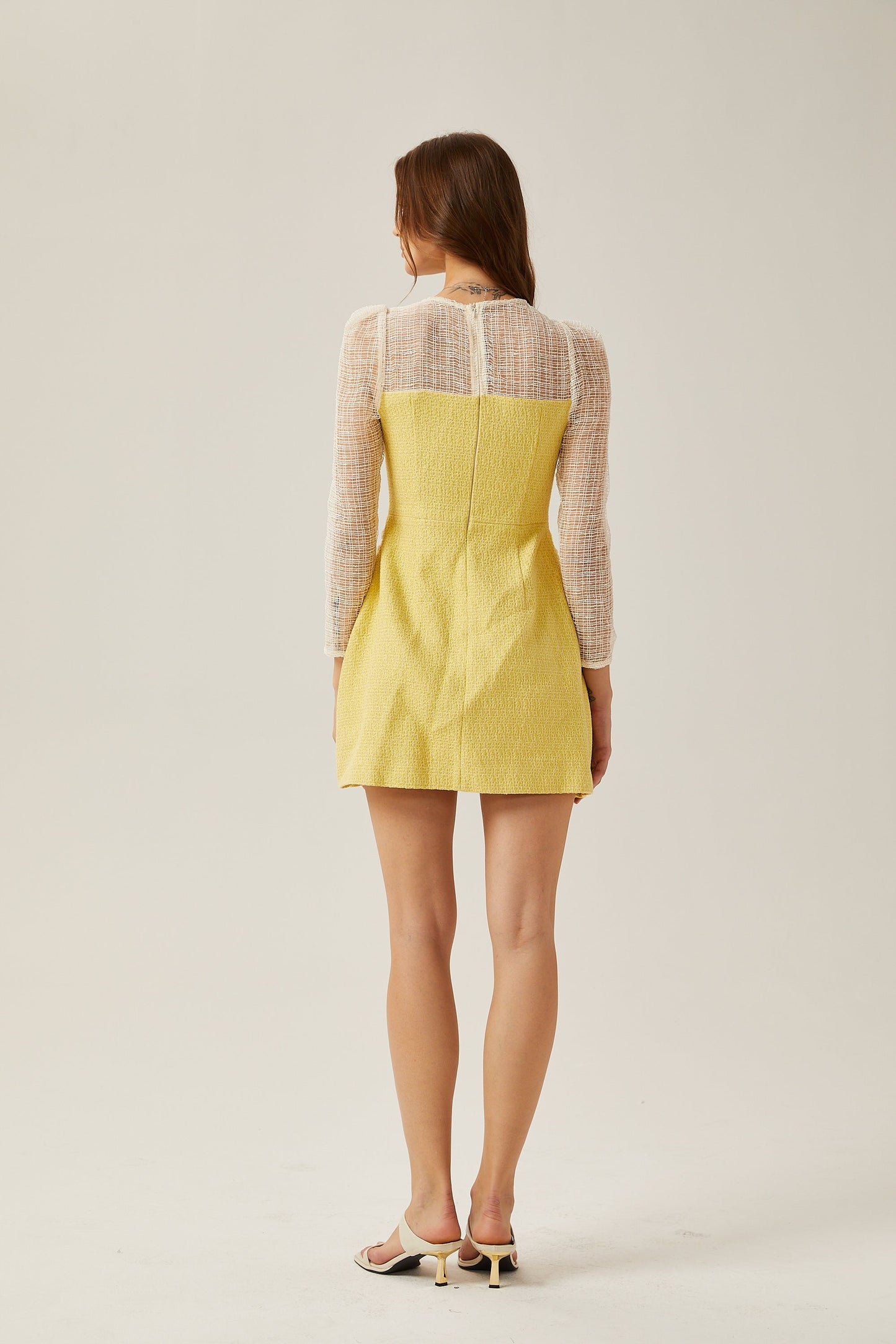 Tatiana pearl-embellished semi-sheer mini dress
