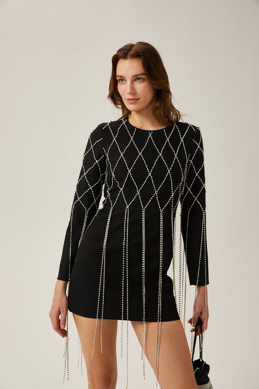 Mireille black crystal-embellished mini dress (US Only)
