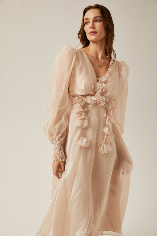 Lucie faux-floral embellished midi dress