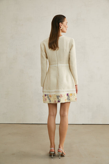 Camille flower-appliqué tweed mini dress (US Only)