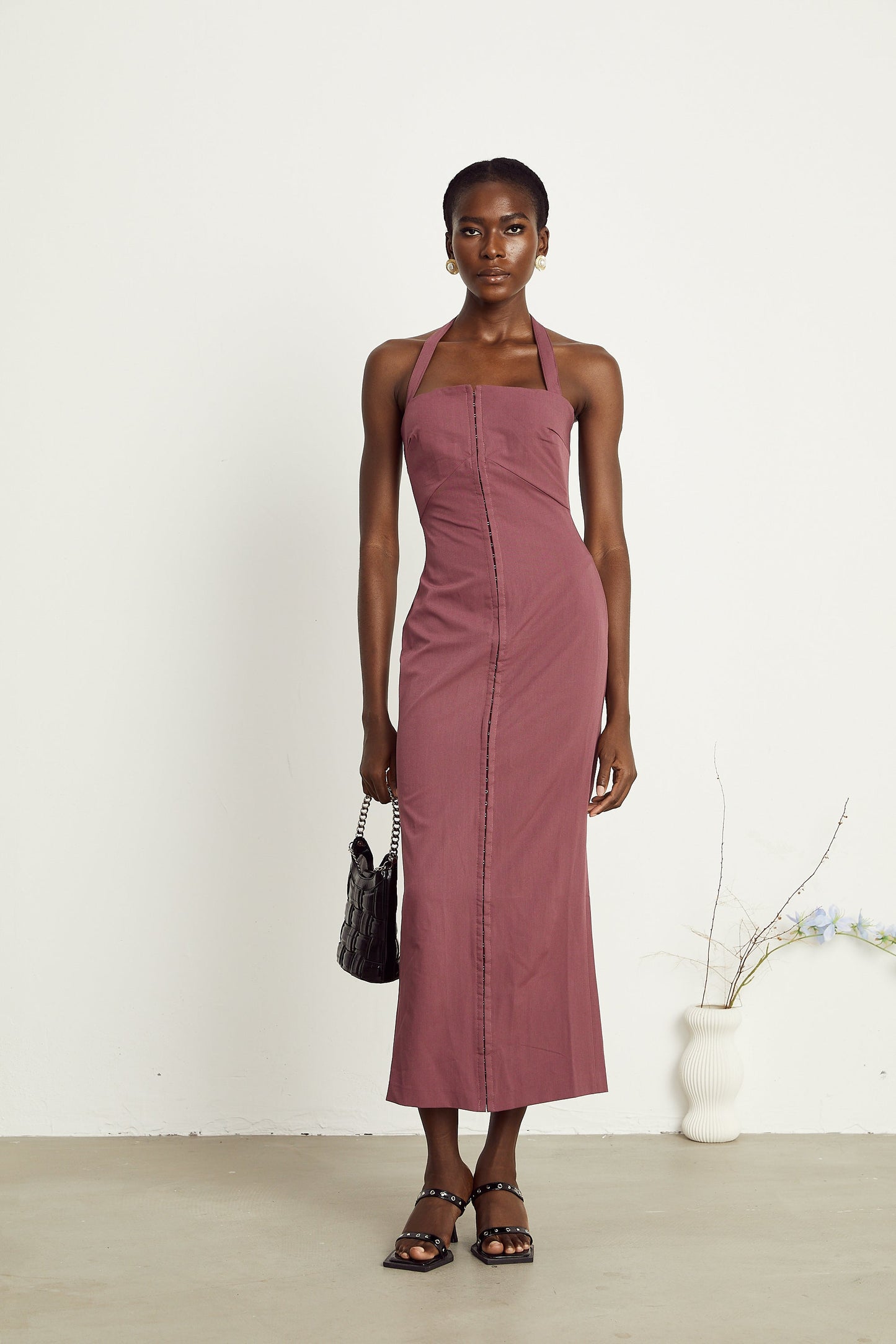 Elodie purple halterneck maxi dress (US Only)