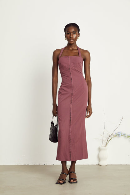 Elodie purple halterneck maxi dress (US Only)