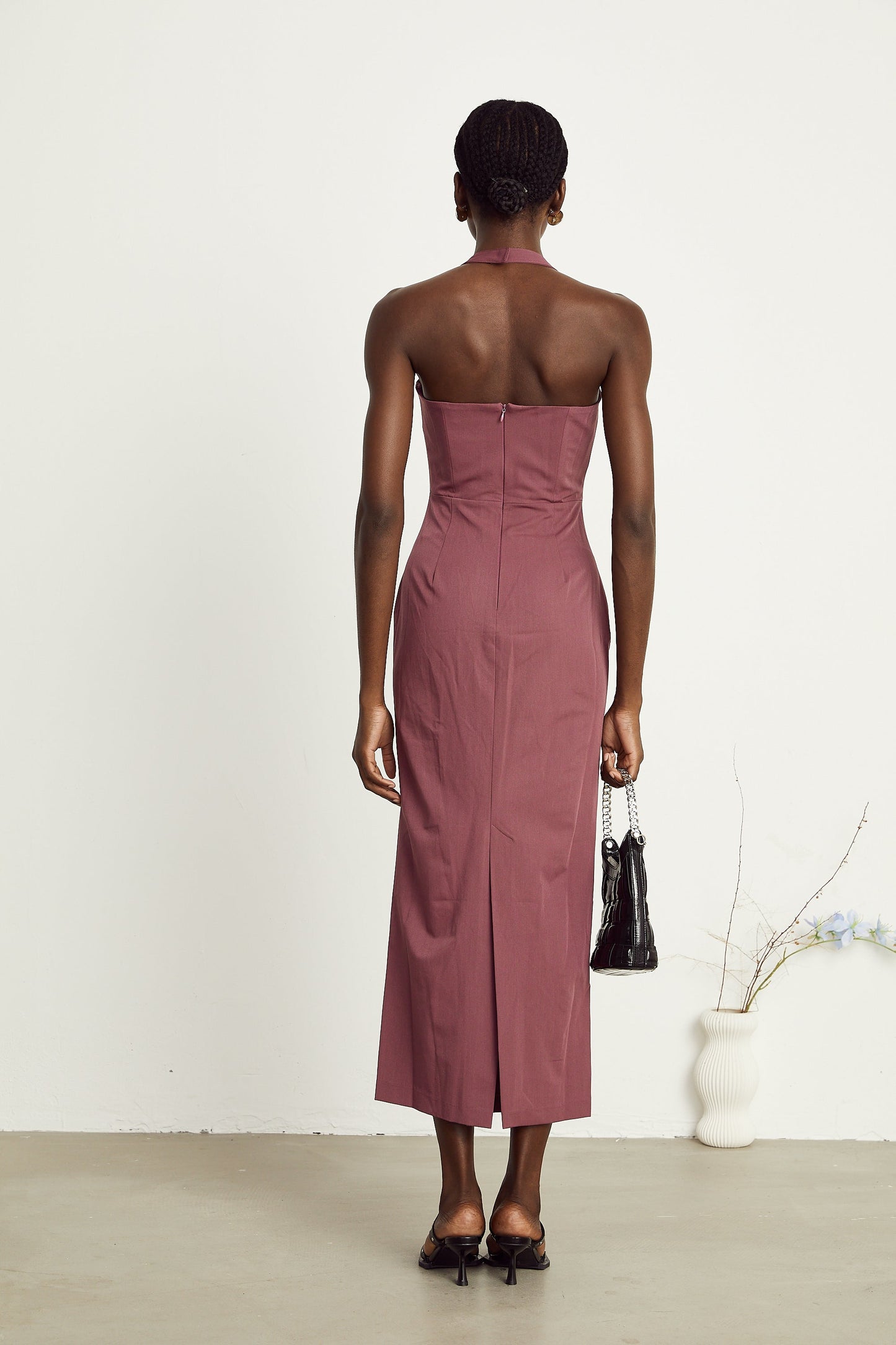 Elodie purple halterneck maxi dress (US Only)