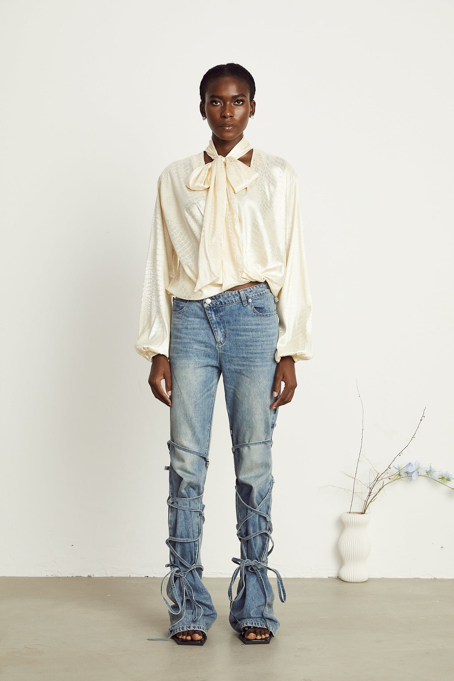 Ulrike crocodile-effect wraparound blouse