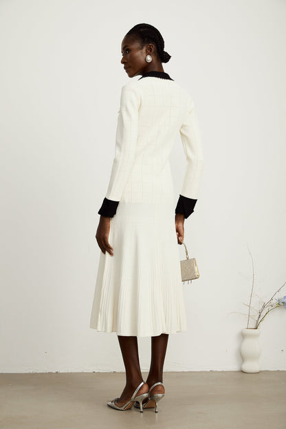 Cécilie contrast-trim knitted shirt dress