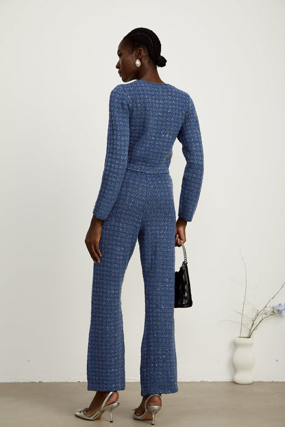 Ghislaine sequin-embellished jacket & trousers matching set