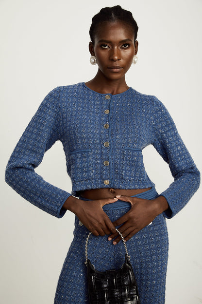 Ghislaine sequin-embellished jacket & trousers matching set