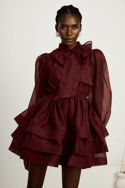 Élodie tiered flared mini dress in Red (US Only)