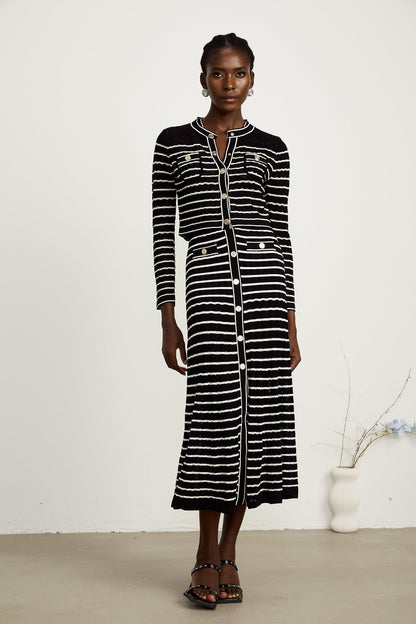 Charlotte striped knitted cardigan & dress matching set
