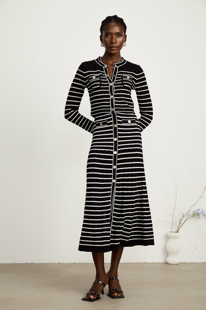 Charlotte striped knitted cardigan & dress matching set