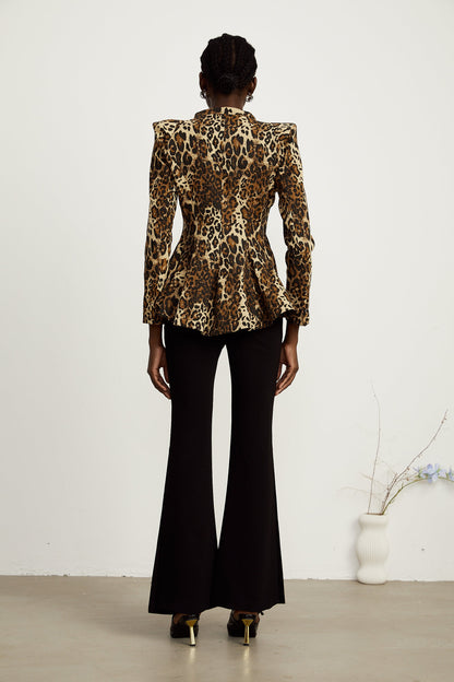 Colette leopard-print double-collar jacket