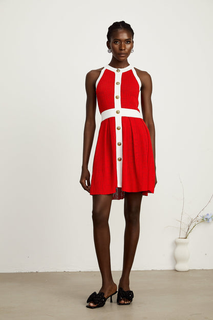 Jasmine red contrast-trim sleeveless knit mini dress (US Only)