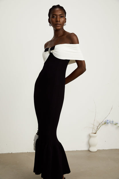 Éliane bow-detail ribbed maxi dress