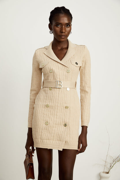 Clémence monogram-jacquard knitted dress