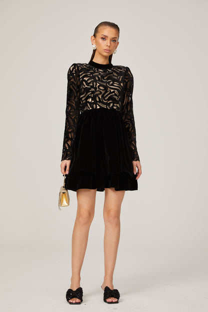 Manon black velvet cut-out mini dress (US Only)