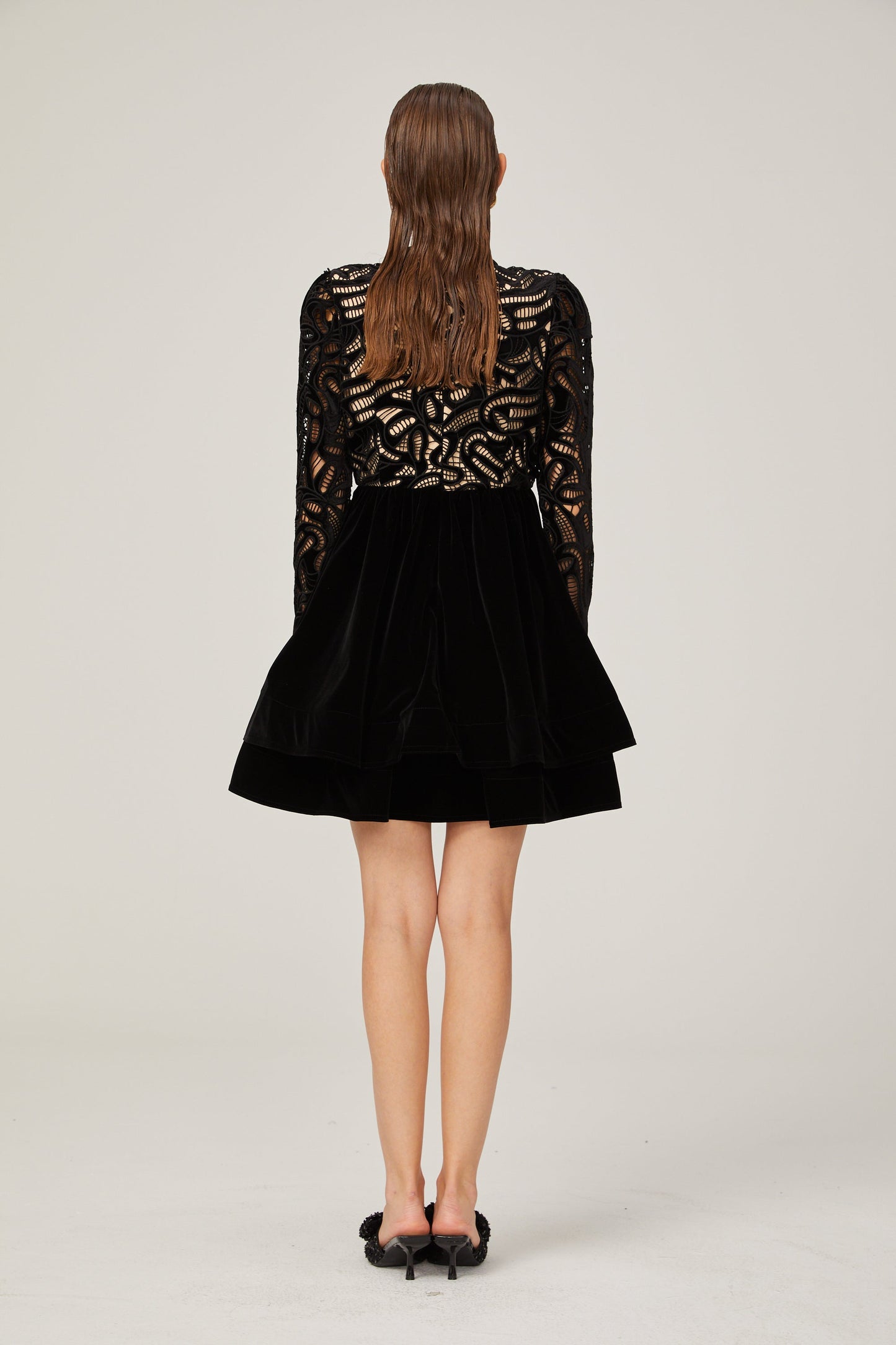 Manon black velvet cut-out mini dress (US Only)