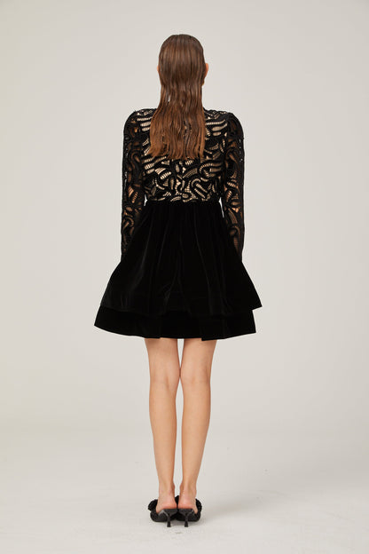 Manon black velvet cut-out mini dress (US Only)