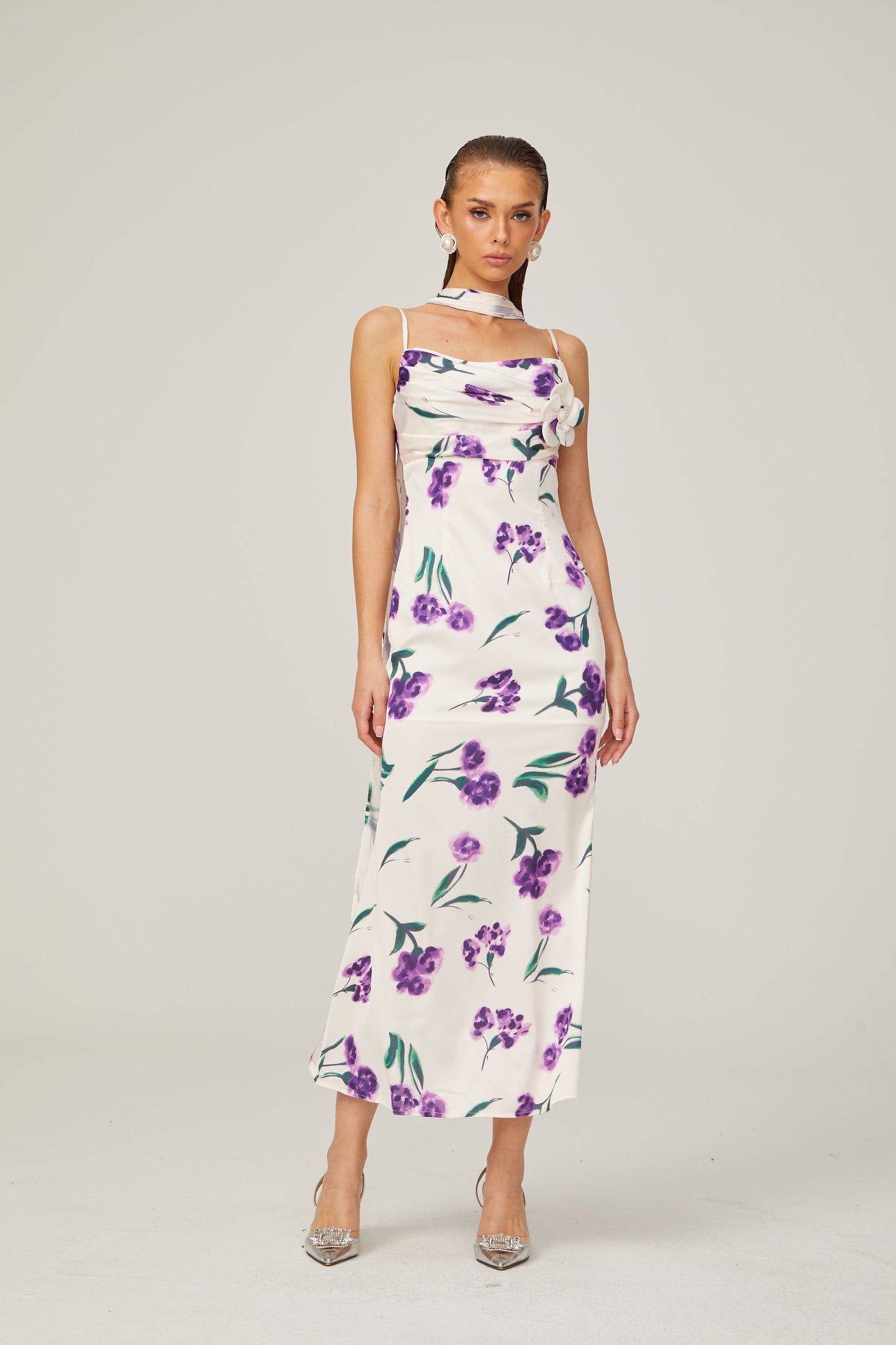 Gitta floral scarf-design midi dress