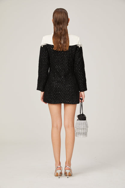 Éléonore faux-pearl tweed mini dress