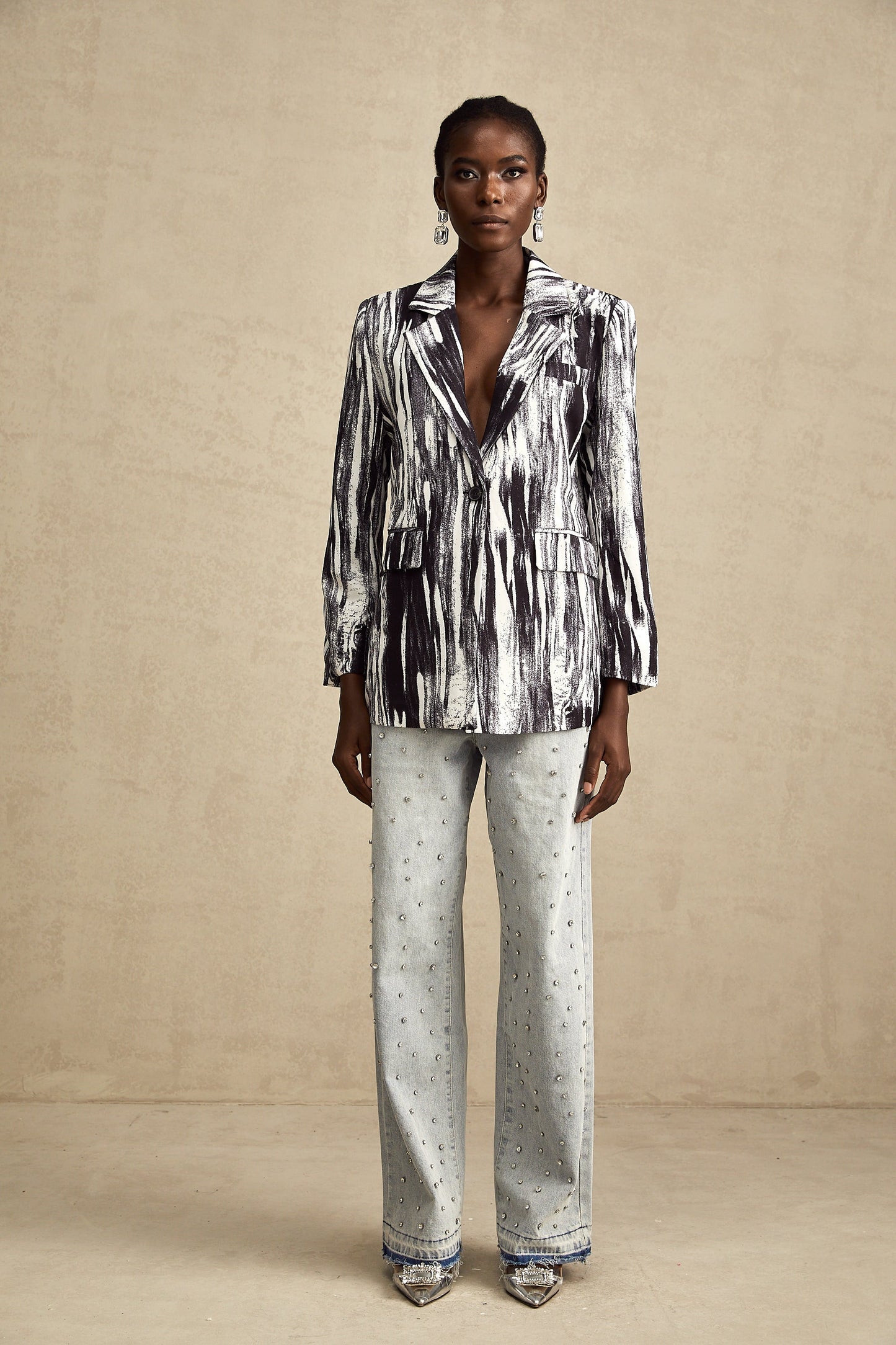 Elise black graffiti-print textured jacket