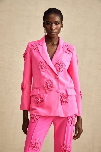 Amélie-Rose pink floral jacket & trousers matching set