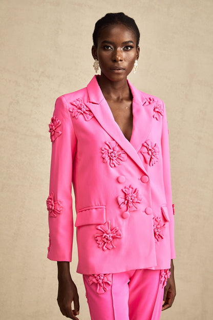 Amélie-Rose pink floral jacket & trousers matching set