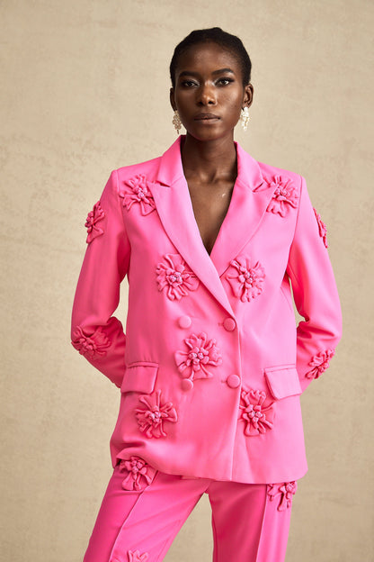 Amélie-Rose pink floral jacket & trousers matching set