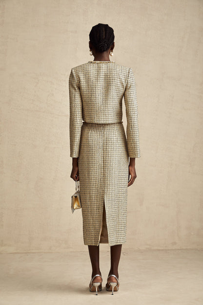 Aëlle gold tweed sequin jacket & skirt matching set